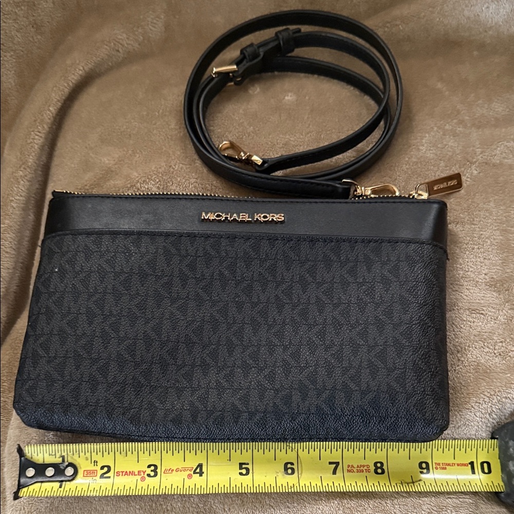 Michael Kors Black and Gold Logo Pouch crossbody